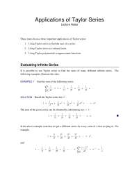 Taylor Series Applications: Finding Sums, Evaluating Limits, and Approximating Functions