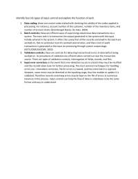 Types of Input Control - System Analysis - Handout - Docsity
