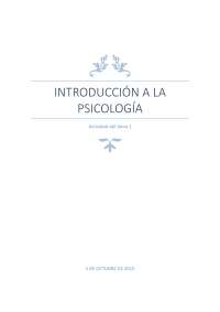 Actividad del tema 1, Introducción a la Psicología. - Apuntes de ...