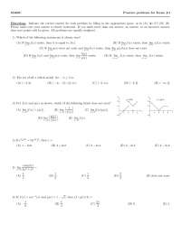 Practice Problems for Exam 1 - Differential and Integral Calculus | M ...