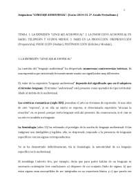 Lenguaje audiovisual (2014-2015) - Apuntes de Periodismo - Docsity