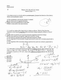 Solved Exam II for Introductory General Physics I | PHYS 1301 - Docsity