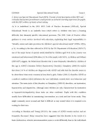 [Special Educational Needs] Essay: ADHD