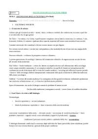 Riassunto "Che cos'è la sociologia della cultura" di Rocco De Biasi