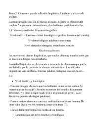 Tema 2. Elementos para la reflexión lingüística. Unidades