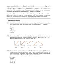 Exam 1 Unsolved Questions - General Physics I | PHYS 10310 - Docsity