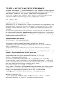 WEBER: LA POLITICA COME PROFESSIONE 