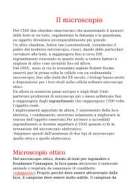 Il microscopio funzionamento e tipologie - Docsity