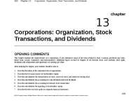 Chapter 13 solution organization stock transaction and dividends