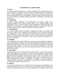 22 Qualities for a great Leader