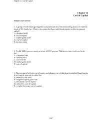 Capital Cost Management