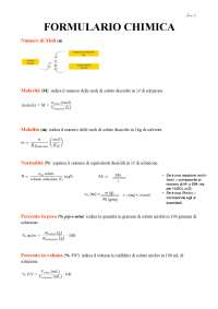 Formulario di Chimica generale e inorganica con brevi definizioni