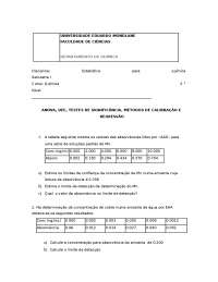 a Estime os limites de con ﬁ ança da concentração de Mn numa amostr