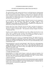 Concepts and Definition of Entrepreneurship