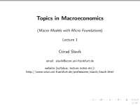 Topics in Macroeconomics