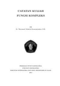 complex function lecture notes