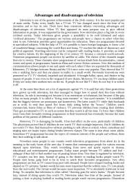 Топик: Advantages and disadvantages of television Топик: Advantages and disadvantages of television