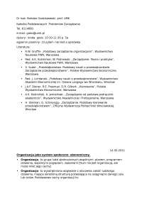 Podstawy zarządzania organizacjami, ich istota i cele