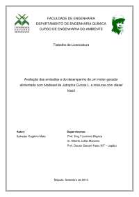 Desempenho e Emissões de Motores a Diesel Acoplados a Geradores com Diesel e Biodiesel