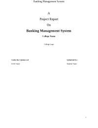 Banking system project on java | Thesis Java Programming - Docsity