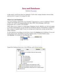 Java Database In Netbeans - Docsity