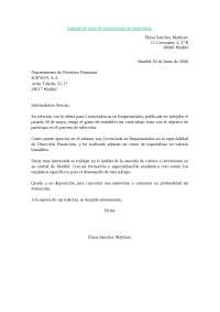 Ejemplo carta presentación - Ejercicios de Derecho - Docsity