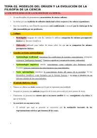 Modelos del origen y la evolución de la filosofía de la ciencia