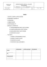 ESEMPIO DI REDAZIONE PROCEDURA PER GESTIONE AUDIT INTERNO