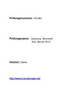 SQL Server 2012 70-461 prüfungsfragen deutsch