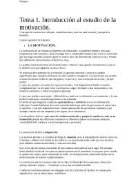 Introducción al estudio de la motivación Concepto - Apuntes de ...