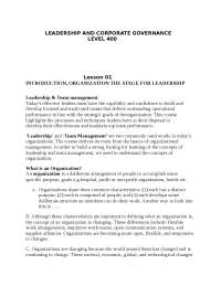 leadership and Corporate Goverance