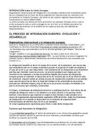 EL PROCESO DE INTEGRACIÓN EUROPEO. EVOLUCIÓN Y DESARROLLO ¿Qué es la ...