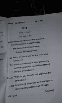 Question Paper of past years