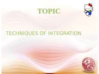 Techniques of Integration: Integration by Parts