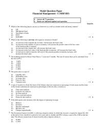 Financial Management - I (MSF1B3) Model Question Paper