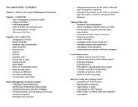 Managerial Economics: Nature and Scope