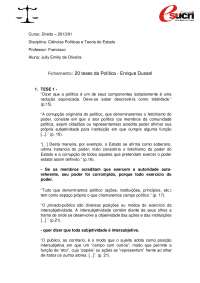 Fichamento 20 teses da Política - Enrique Dussel