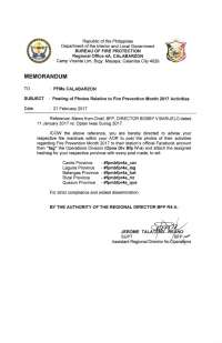 posting of photos relative to fire prevention month 2017