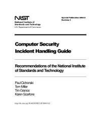 Computer Security Incident Handling Guide