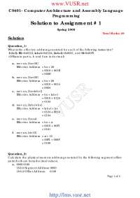Computer Architecture and Assembly Language Programming - CS401 Assignment