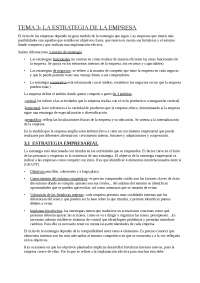 LA ESTRATEGIA DE LA EMPRESA - Apuntes de Organización Empresarial - Docsity