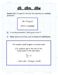 db dbm dbw calculation