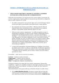 TEMA 1: INTRODUCCIÓ A LA PSICOLOGIA DE LA PERSONALITAT - Apuntes de ...