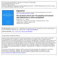 Can Personal Control Over the Physical Environment Ease Distractions in Office Workplaces