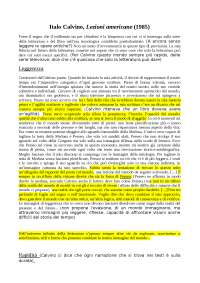 Lezioni Americane, Italo Calvino