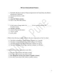 Multiple Choice Questions on International Finance