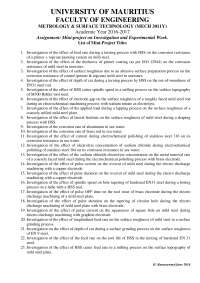 List for Projects based on Metrology
