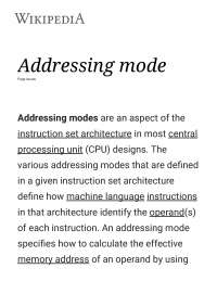 Notes on Addressing Modes