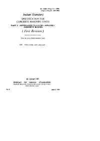 Specification for Autoclaved Cellular Concrete Blocks (First Revision)
