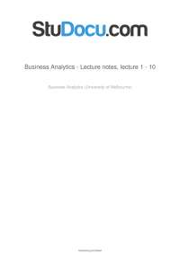 Business Analytics lectures